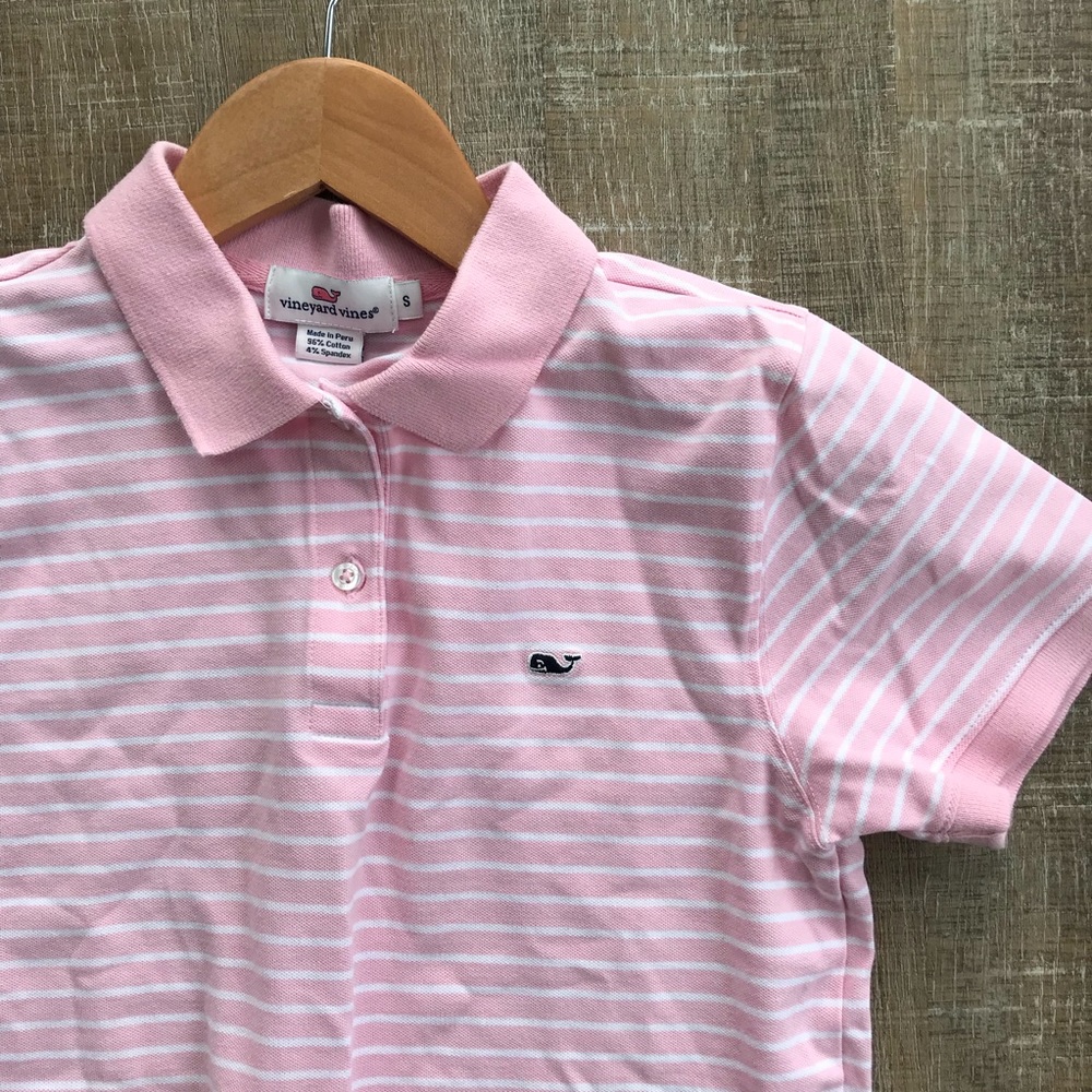 Vineyard Vines pink striped polo